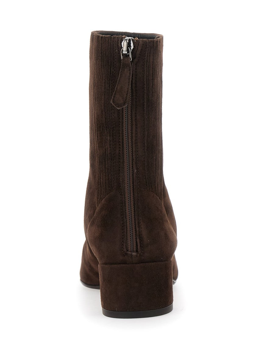 Aquazzura Pointed Toe Brown Suede Ankle Booties