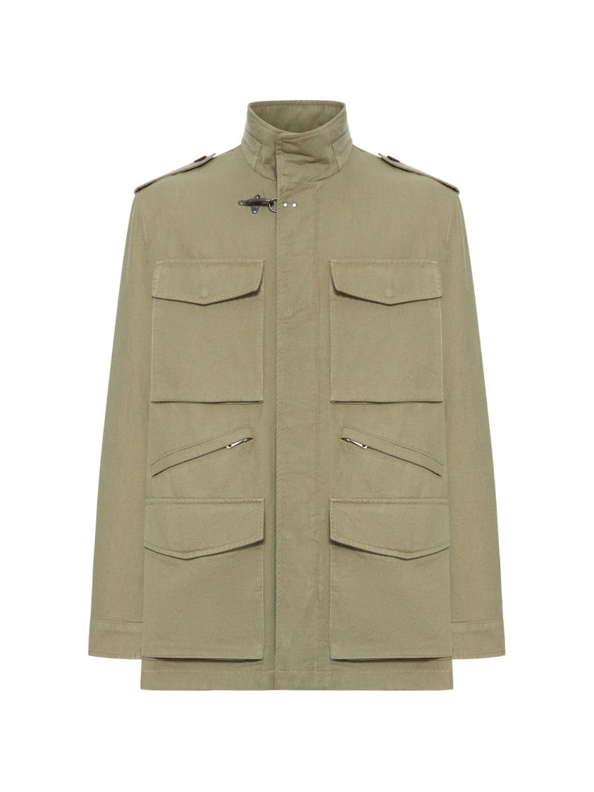 Fay Structured Neutral High Stand Collar Jacket