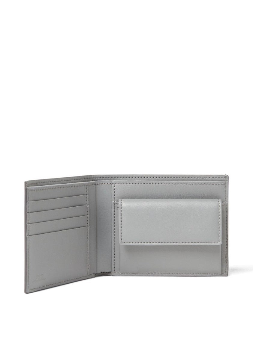 Fendi Grey Ff Squared Leather Coin Wallet