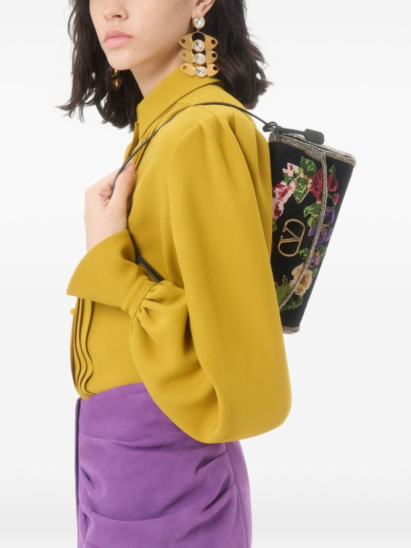 Valentino Garavani Multicolor Rectangular Floral Beadwork Shoulder Bag