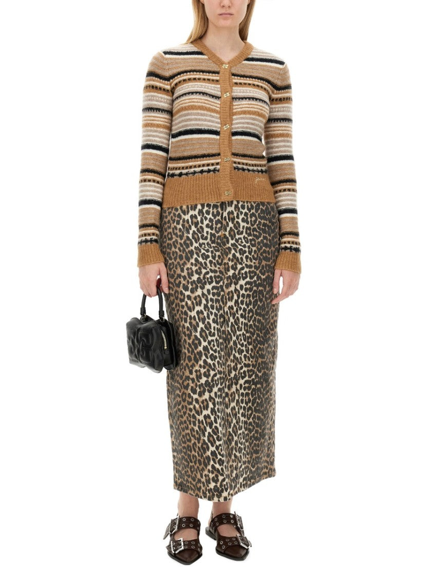 Ganni Cardigan With Stripe Pattern