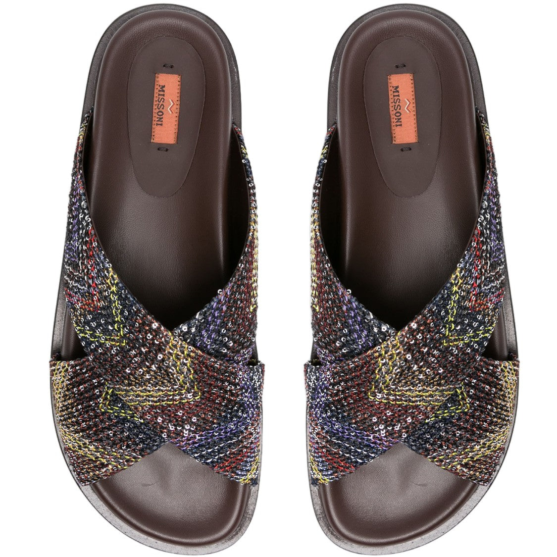Missoni Multicolor Sequined Chevron Flat Sandals