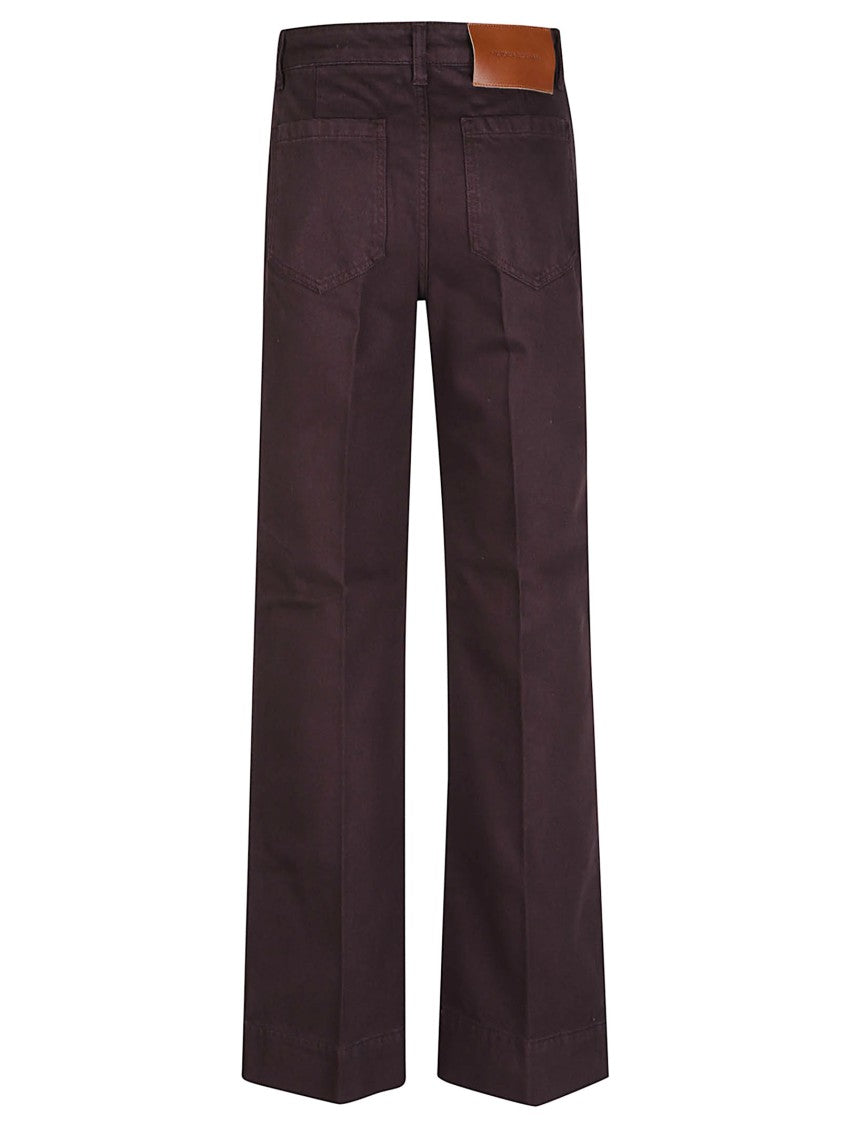 Victoria Beckham Burgundy Alina Wide-Leg Cotton Jeans