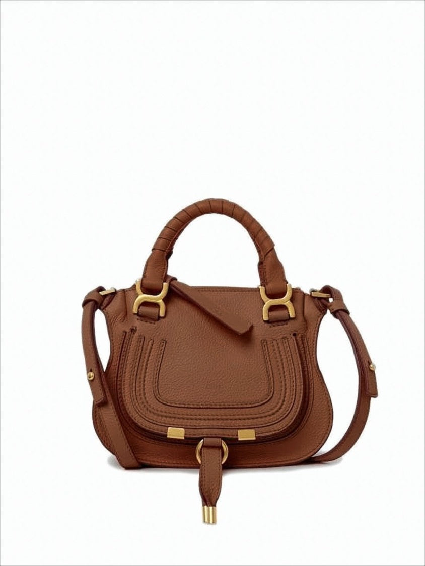 Chloé Structured Brown Calf Leather Tote Bag