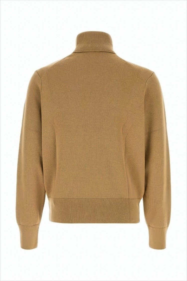 Ami Cropped Merino Wool Turtleneck Sweater With Ribbed Details