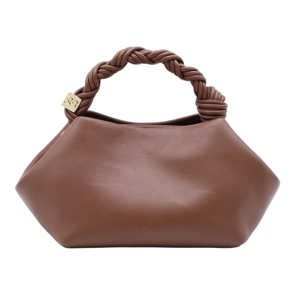 Ganni Structured Handbag With Twisted Handle And Gold-Tone Accents