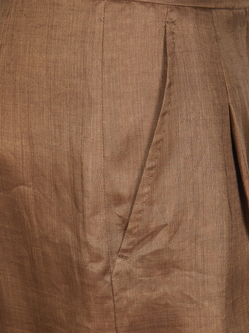 Max Mara Brown Msttartufo Ramie Wide-Leg Pants