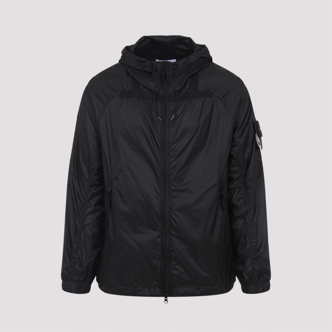 Stone Island Black Lightweight Hooded Jacket With Minimalist Design