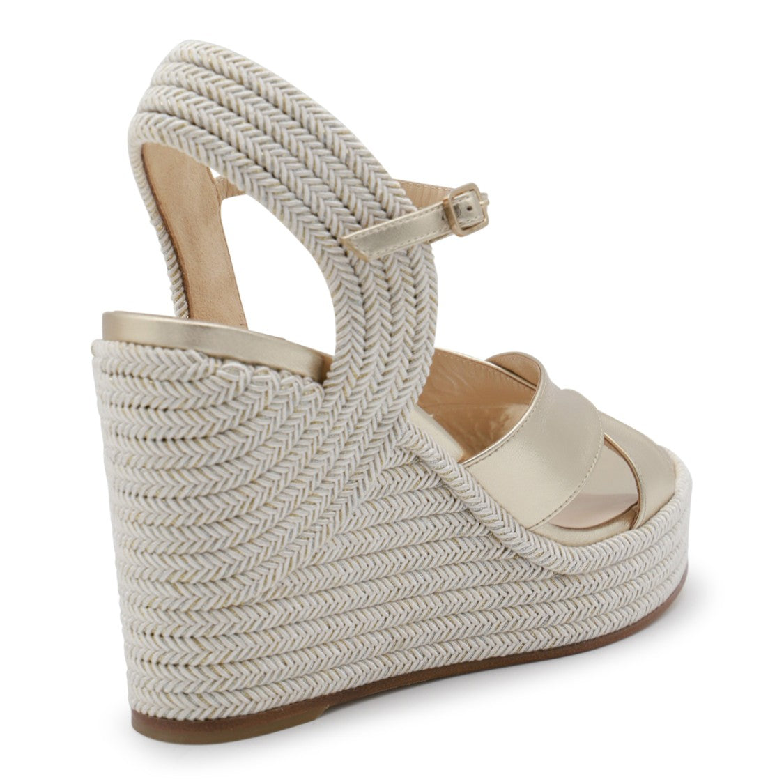 Jimmy Choo Champagne Leather Rope Wedge Flats
