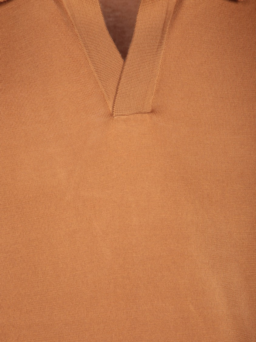 Dell'oglio Brown Classic-Fit Cotton Polo T-Shirt