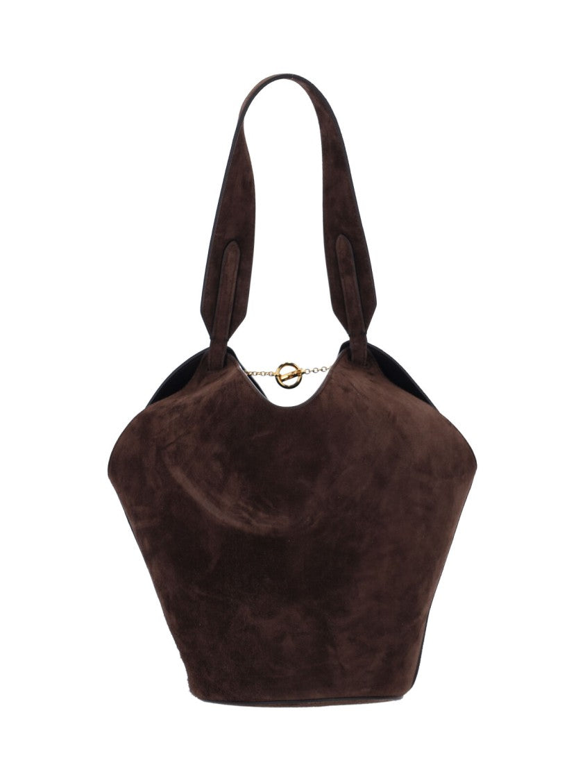 Khaite "Lotus" Small Tote Bag In Brown Calfskin Suede