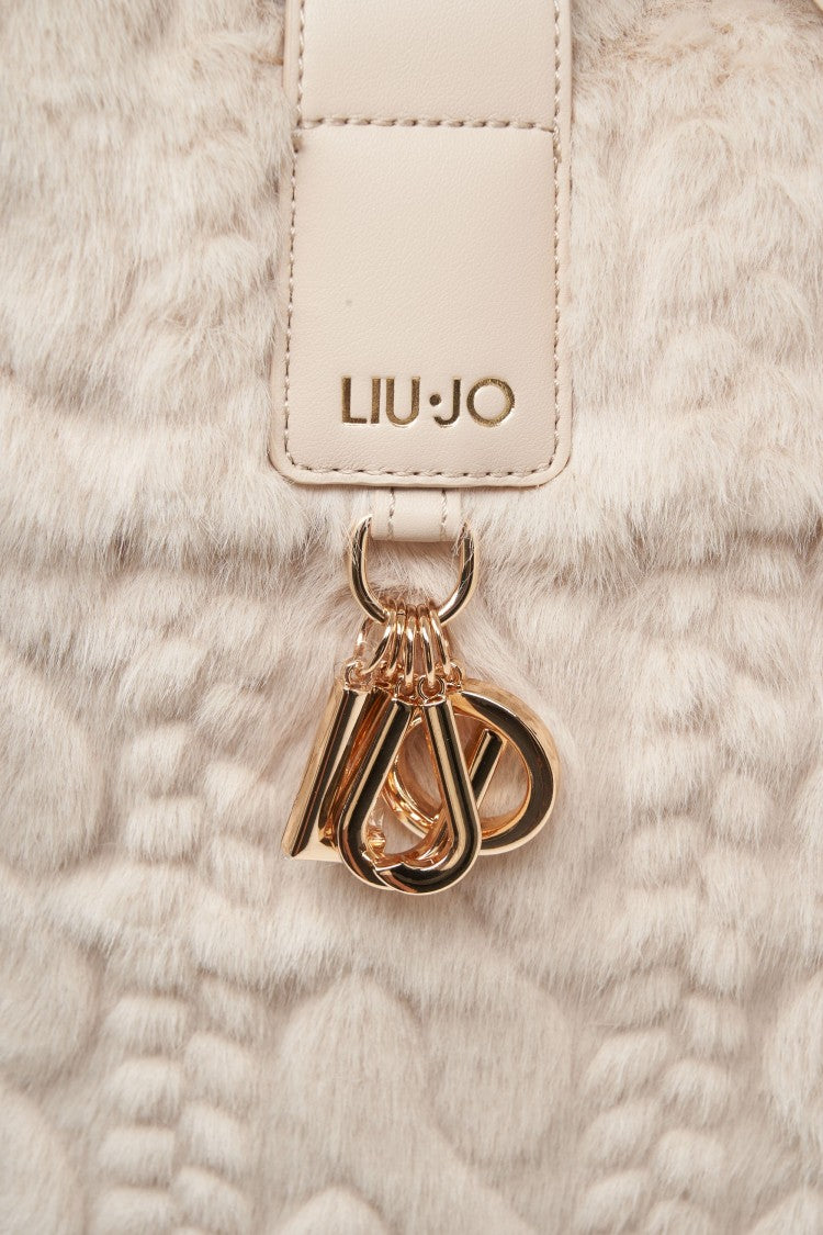 Liu Jo Braided Texture Handbag In Soft Synthetic Fur
