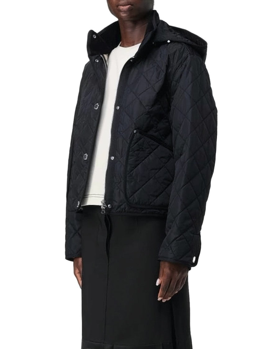 Burberry Cropped Quilted Jacket With Diamond Pattern