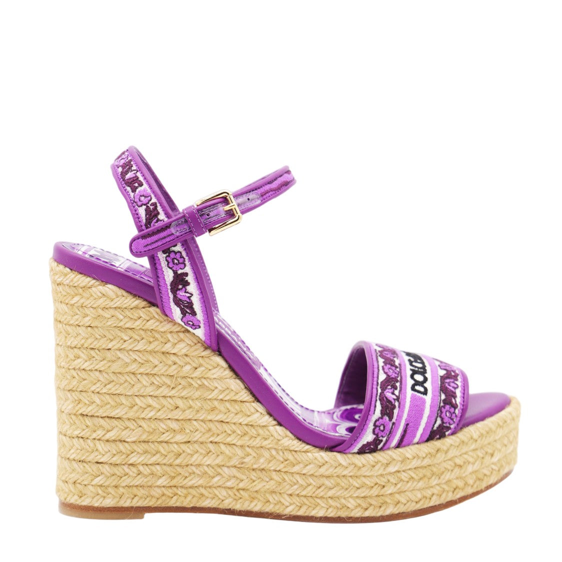 Dolce & Gabbana Embroidered Purple Wedge Sandals