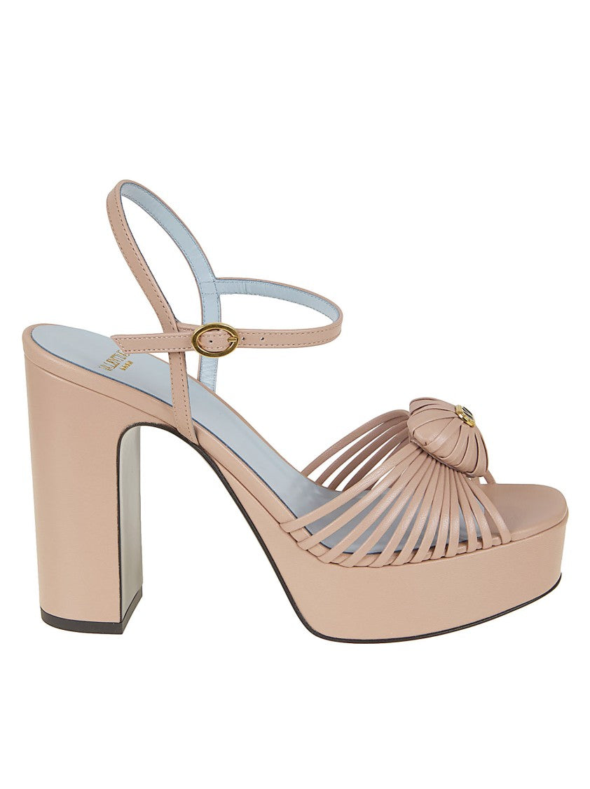 Valentino Garavani Coeur Royal Kidskin Sandal With Block Heel