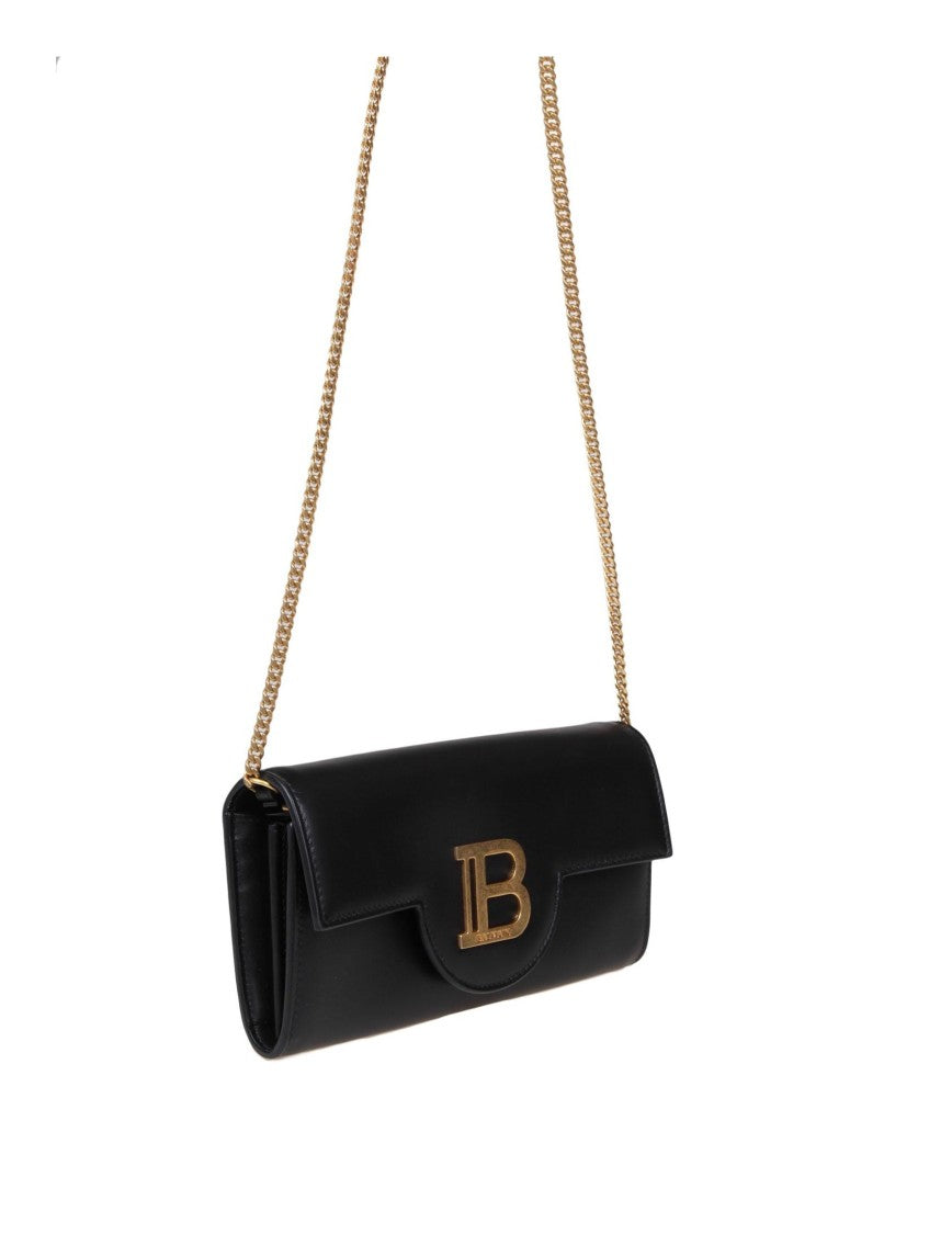 Balmain Buzz Wallet Bag In Black Leather