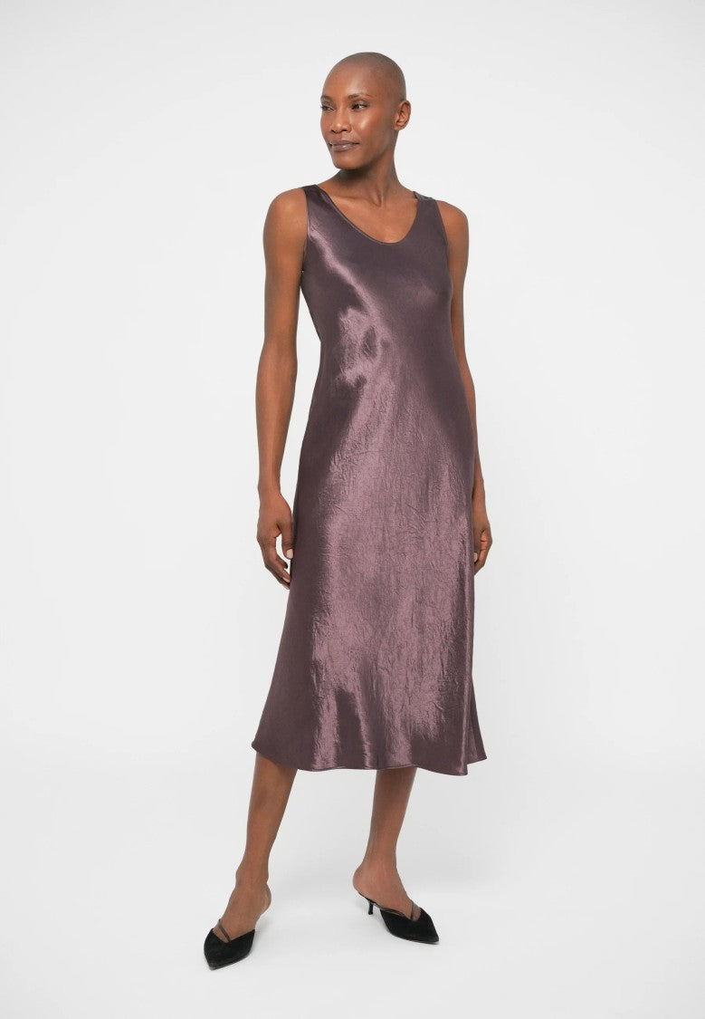 Max Mara Burgundy Sleeveless Midi Dress With Classic Cut
