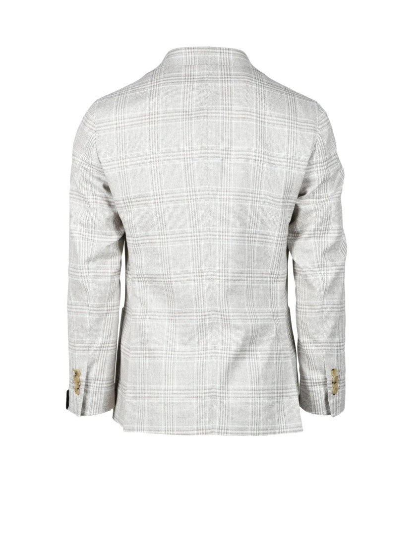 Di Pietro Sartoria Tailored Beige Jacket With Subtle Checkered Pattern