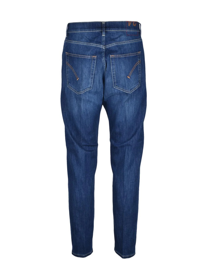 Dondup Blue Jeff Carrot Fit Cotton Elastomultiester Jeans