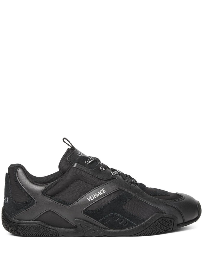 Versace Low-Profile Black Sneakers In Calf Leather