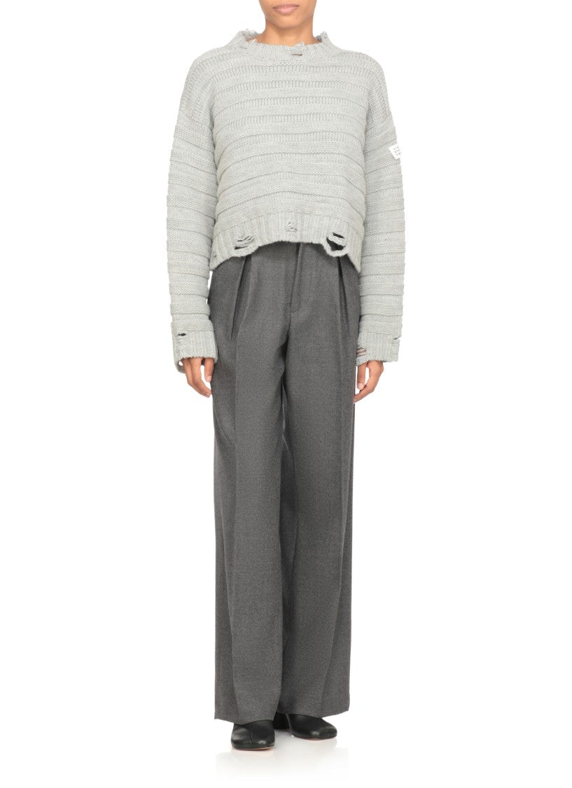 Mm6 By Maison Margiela Squared Toe Black Leather Boots With Side Zip Closure