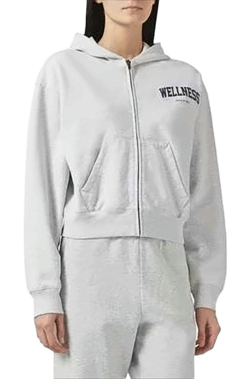 Sporty And Rich Cropped Hoodie With Front Zipper