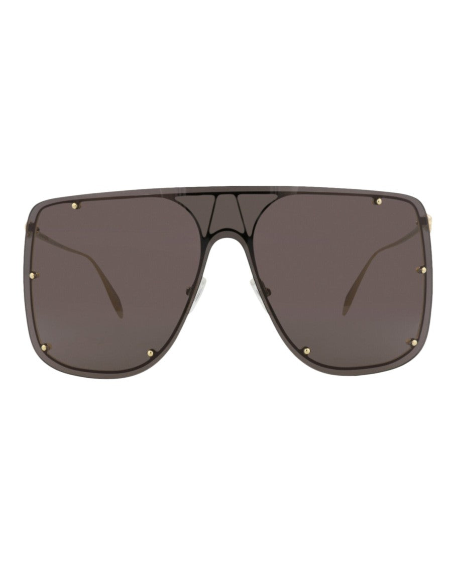 Alexander Mcqueen Shield-Frame Metal Sunglasses With Luxurious Detailing
