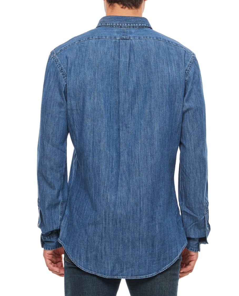Polo Ralph Lauren Classic Blue Denim Shirt With Button-Down Collar