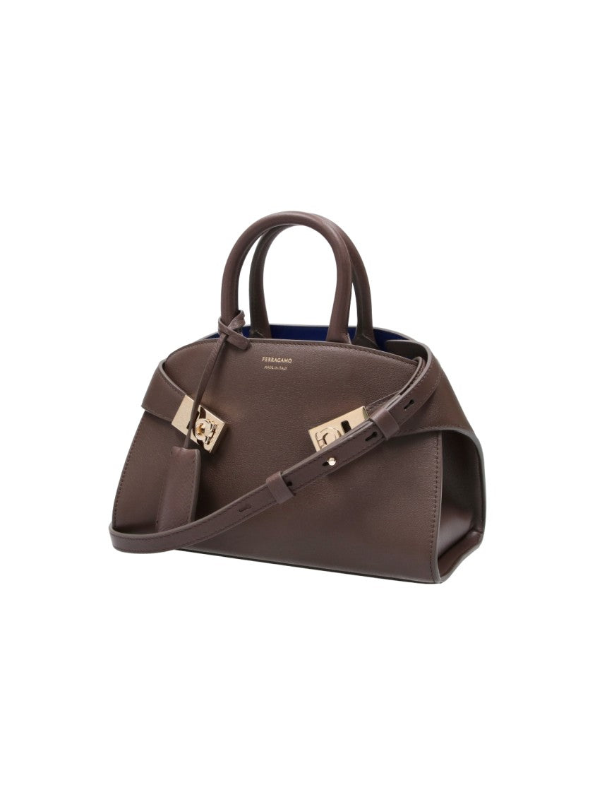 Ferragamo Brown Hug Xs Calf Leather Structured Handbag