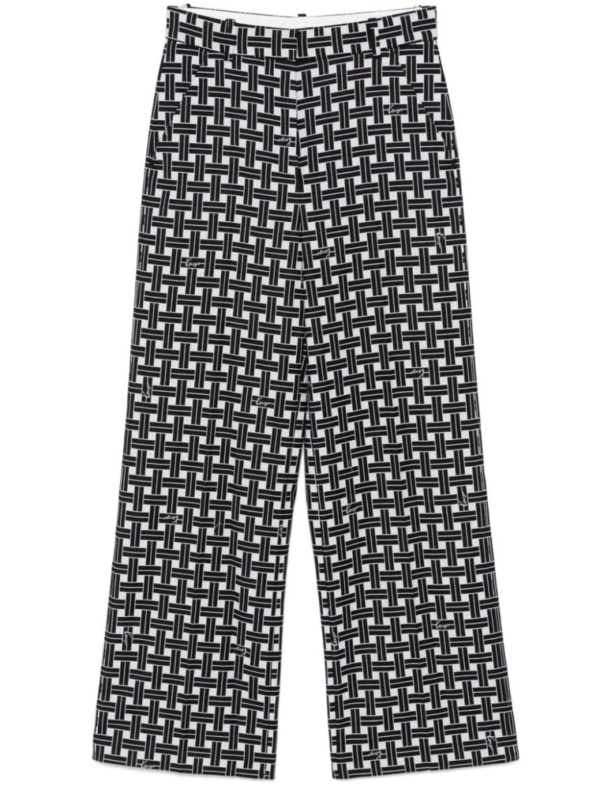Kenzo White Geometric Pattern Trousers