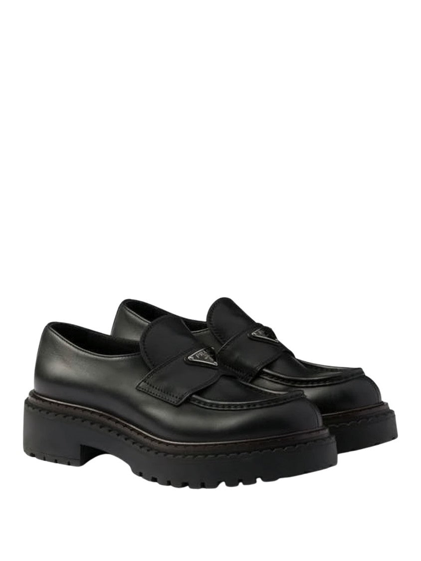 Prada Polished Calf Leather Loafers