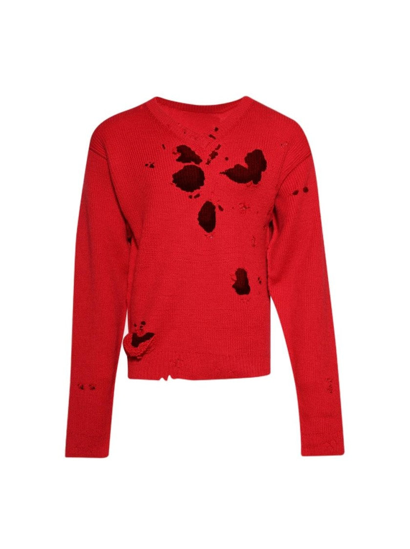 Vetements Destroyed Sweater Red