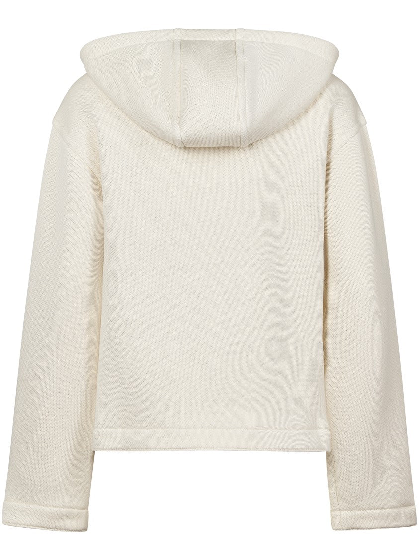 Max Mara Relaxed-Fit White Hooded Sweatshirt With Embroidered Logo