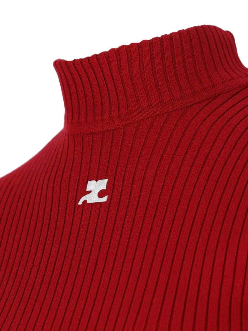 Courrèges "Reedition" Ribbed Top – Red