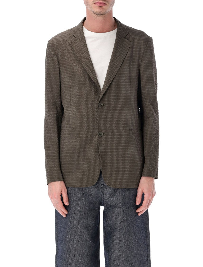 Emporio Armani Seersucker Classic Notch Lapel Blazer