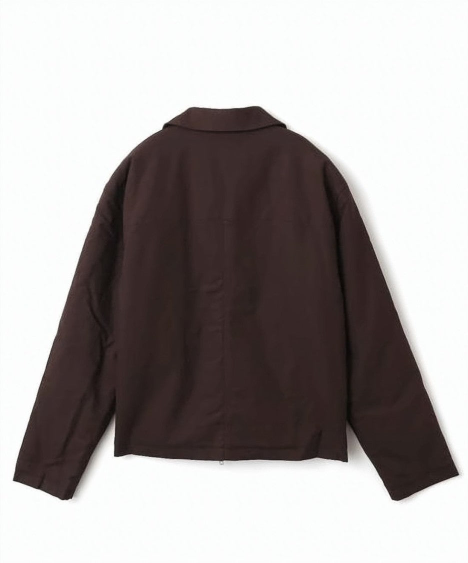 Adidas Dark Brown Zip-Up Jacket With Classic Collar And Flap Pocket