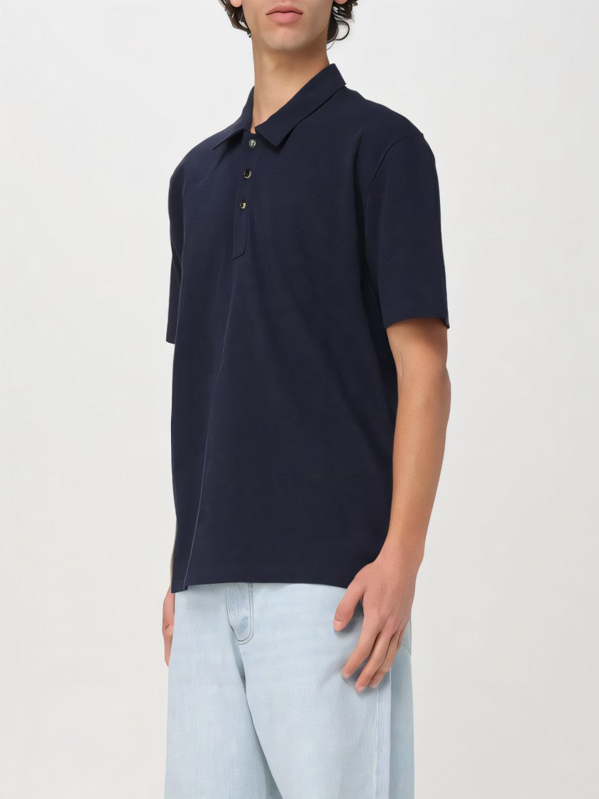 Bottega Veneta Black Cotton Polo Shirt With Classic Design