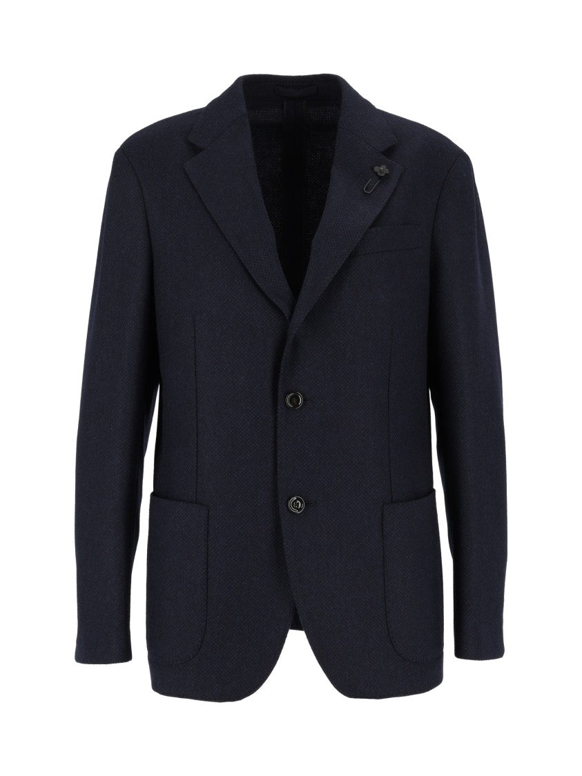 Lardini Blue Textured Tailored Blazer