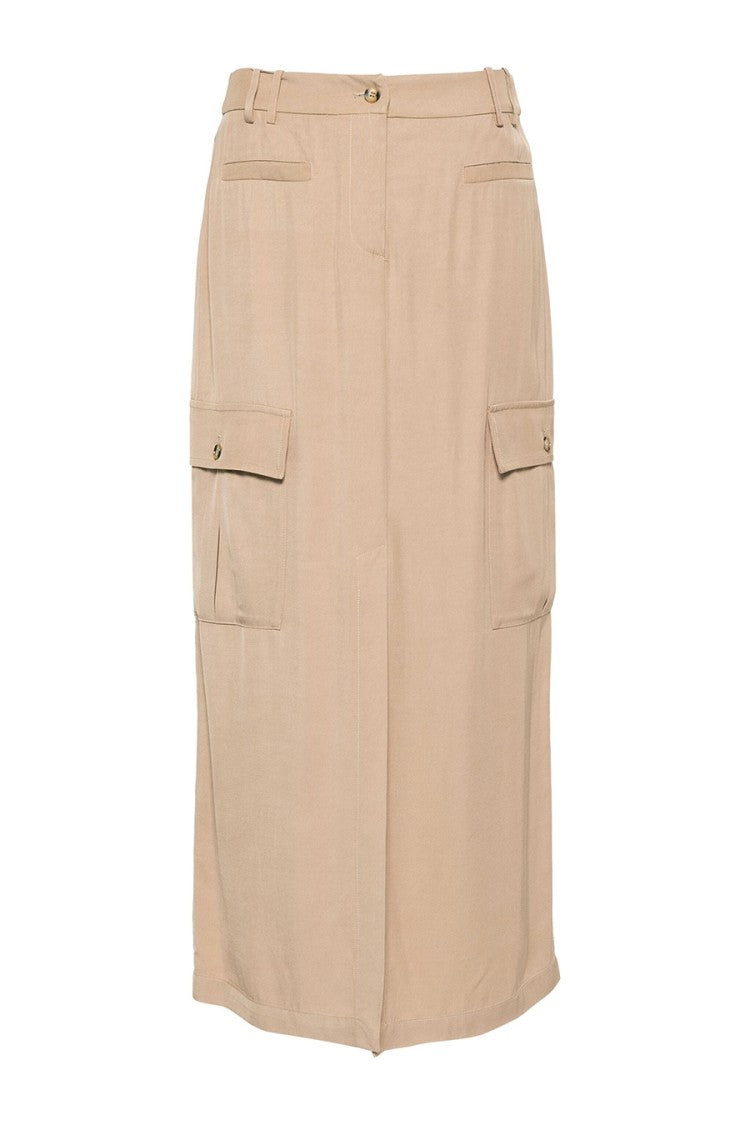 Ermanno Scervino Beige Midi Skirt Utilitarian Pockets Button