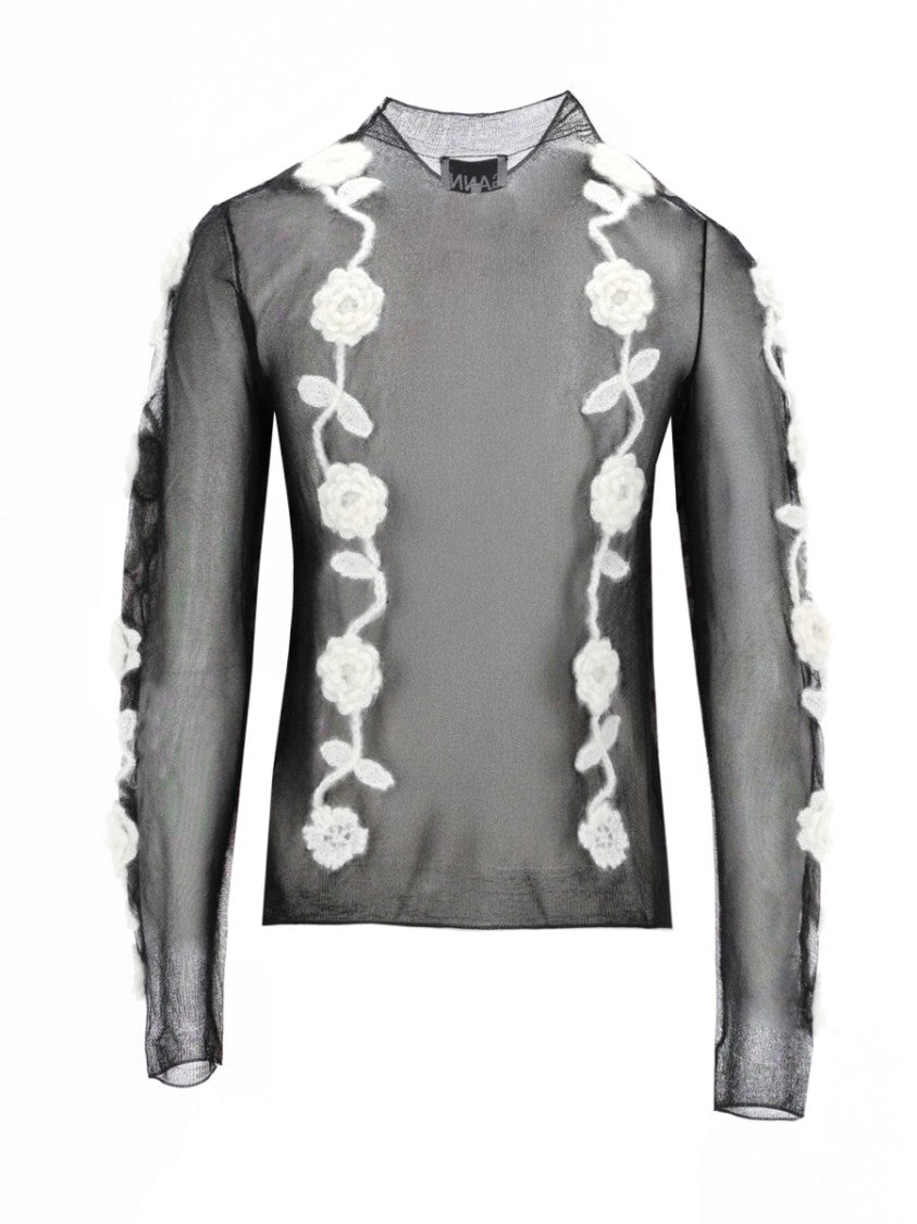 Ganni Recycled Polyamide-Blend Mesh Sheer Top