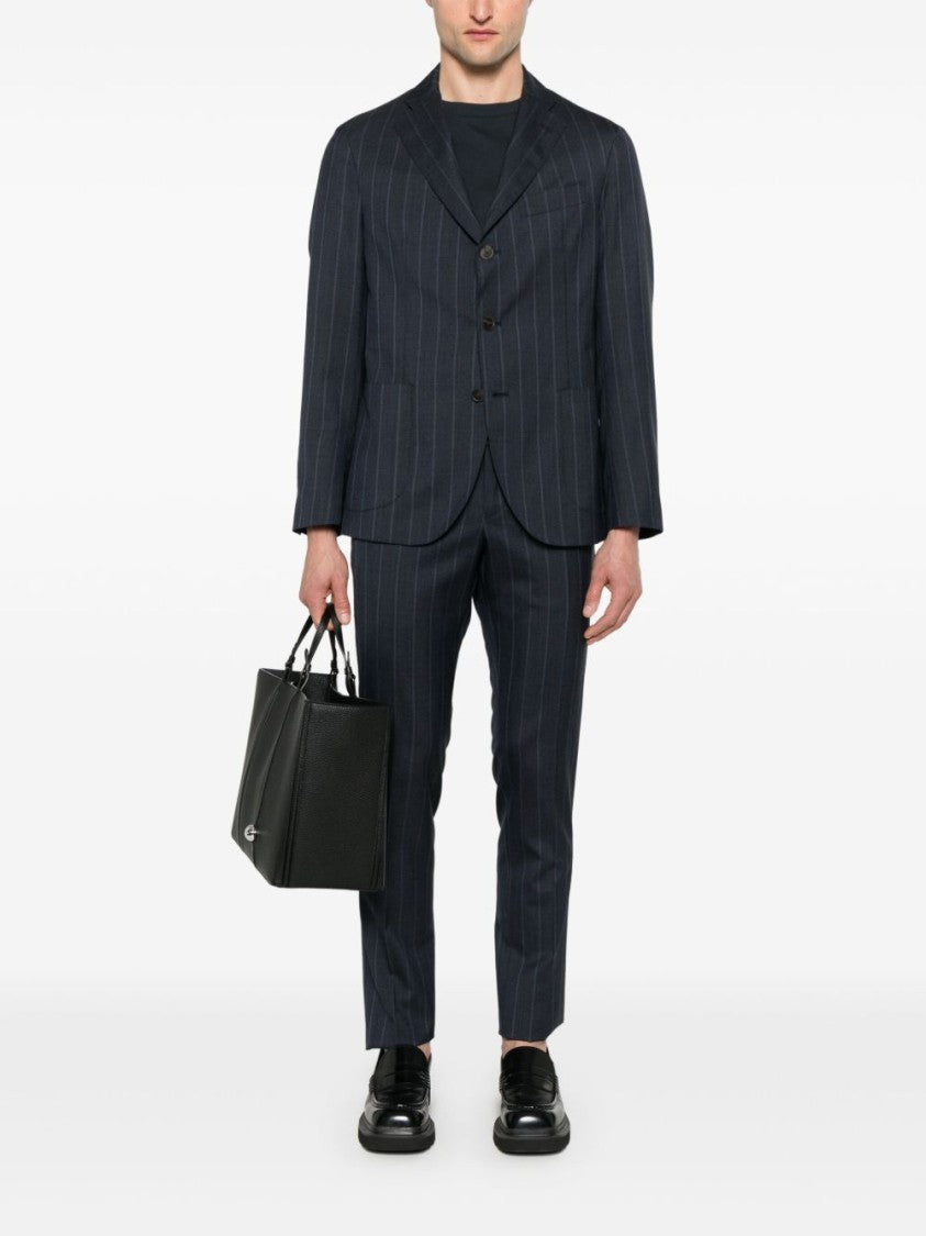 Drumohr Navy Blue Virgin Wool Pinstripe Suit