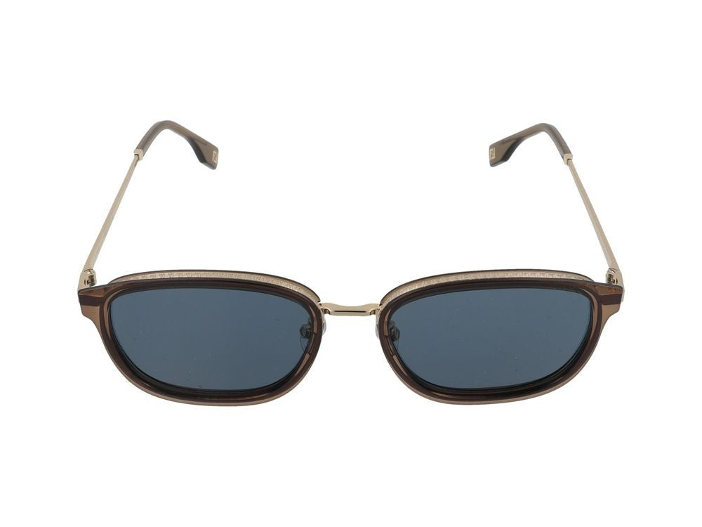 Maison Fendi Translucent Brown Metallic Accent Square Frame Sunglasses