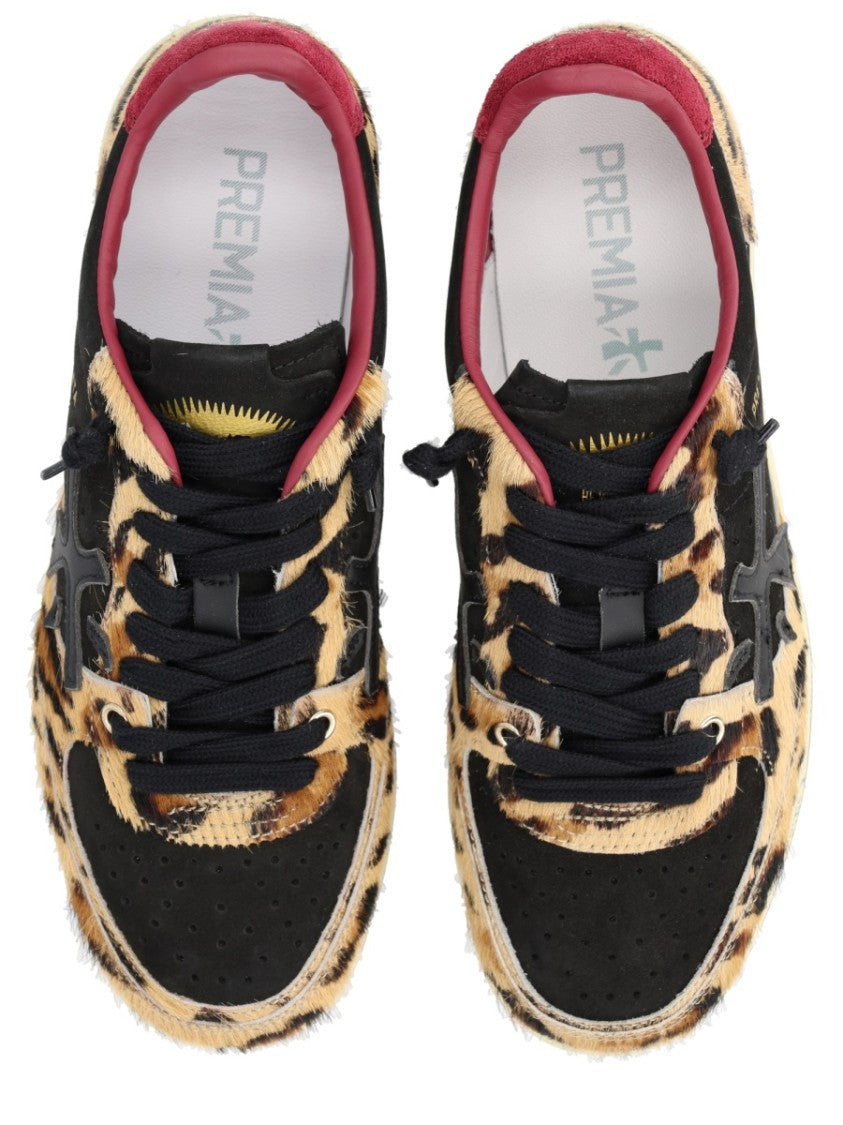 Premiata Leopard Print Low-Top Sneakers With Black Suede Overlays