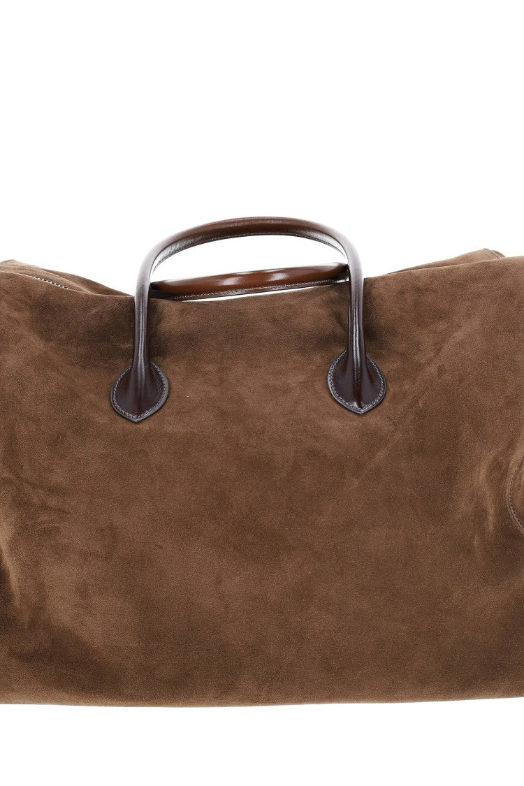 Santoni Suede Leather Handcrafted Weekender Bag