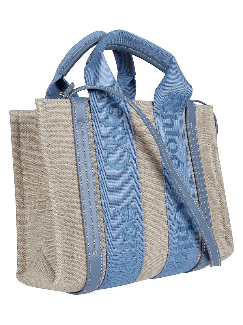 Chloé Structured Rectangular Linen Bag With Adjustable Strap