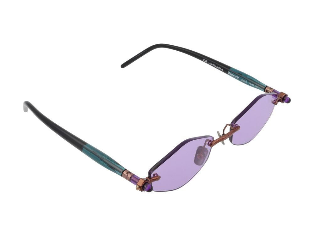 Kuboraum Geometric Purple Lens Rose Gold Accent Rimless Sunglasses