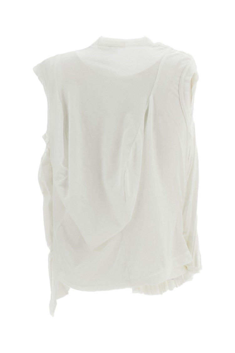 Comme Des Garçons White Asymmetrical Pleated Sleeveless Top