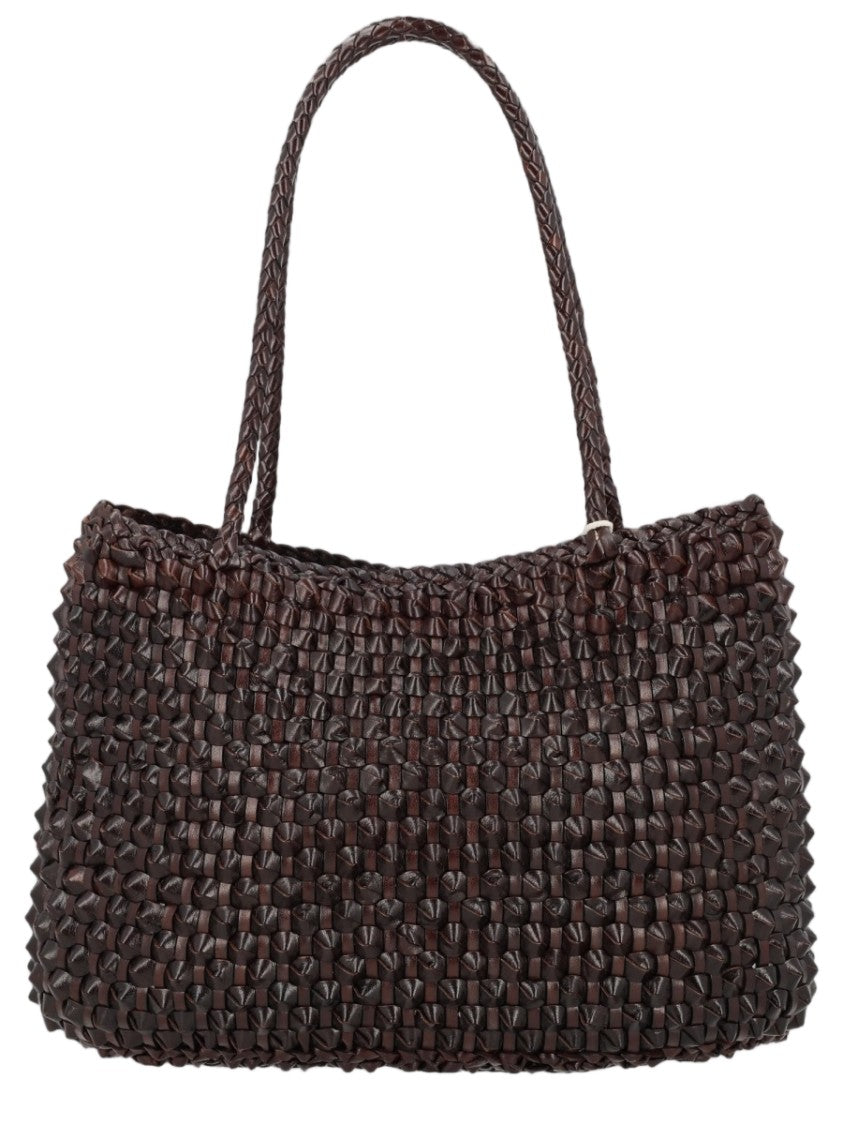 Dragon Diffusion Dark Brown Woven Leather Shoulder Bag