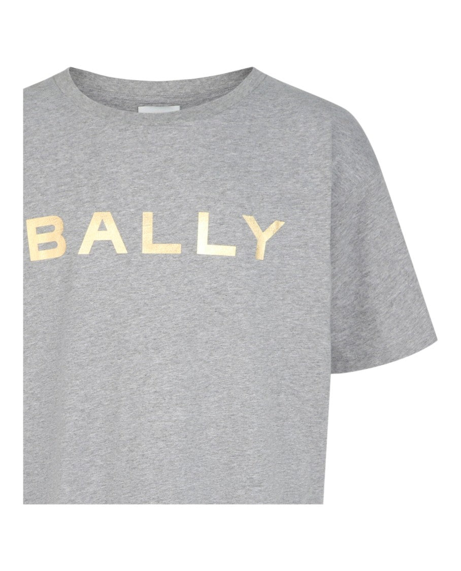Bally Crewneck T-Shirt With Gold-Tone Logo Print