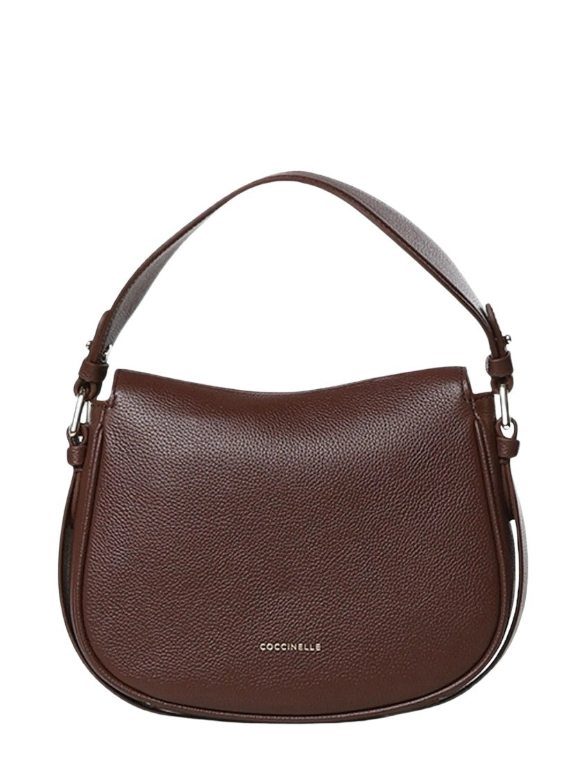 Coccinelle Structured Grained Leather Tote Bag With Decorative Flap Closure